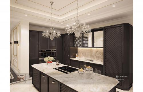 طراحی داخلی آشپزخانه ویلا کلاسیک